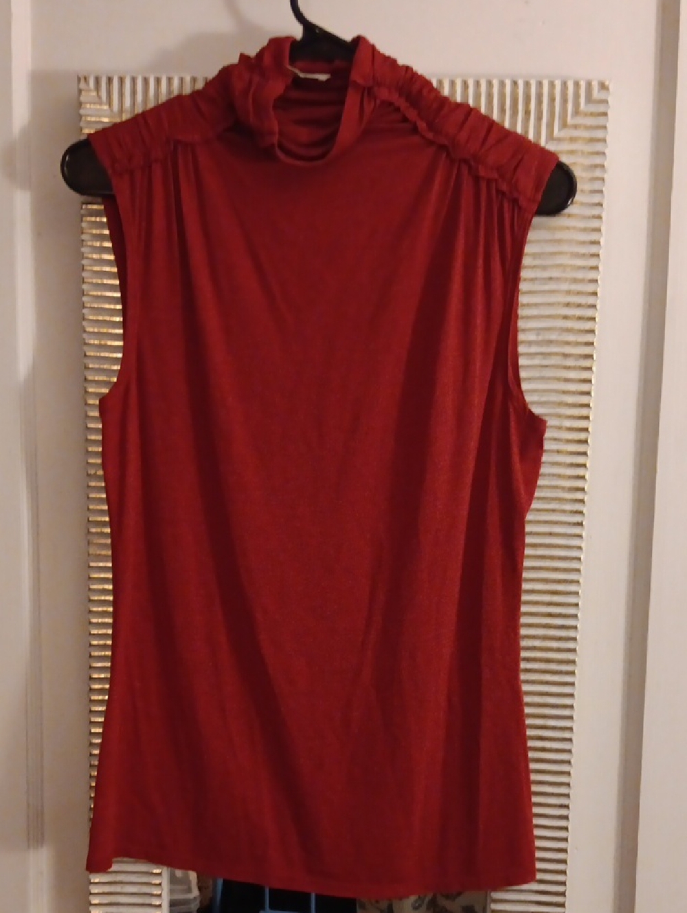 Max Studio Sleeveless Mock Neck Tank in Red